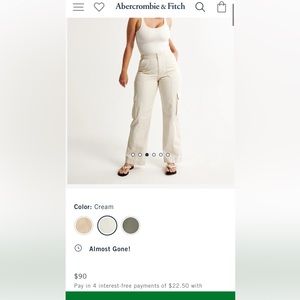 Cream cargo pants Abercrombie